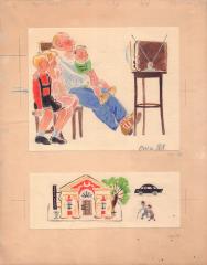 Две иллюстрации к книге Н. Носова "Под одной крышей"