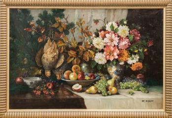 Натюрморт с фруктами, цветами и дичью