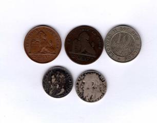 Подборка монет Бельгия 5 шт.