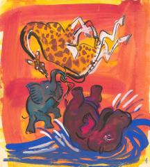 Иллюстрация "Жираф, слоненок и бегемот"