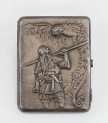 Портсигар серебряный с древнерусским сюжетом