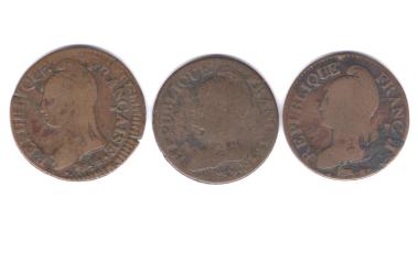 Подборка монет Великой французской революции. Даты на монетах указаны считая от новой революционной эры