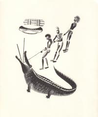Автолитография "Африка. Охота на крокодила" из издания "Охота - 12 автолитографий Лебедева"