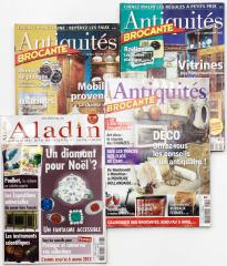Сет из 3 номеров журнала Antiquités Brocante (№№ 66, 67, 161) и 1 номера журнала Aladin, antiquités, arts décoratifs et collections (№290). На франц. яз.