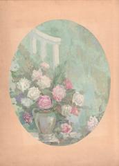Эскиз декоративного панно с букетом садовых роз