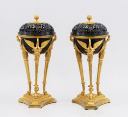 Две ароматницы в неоклассическом стиле, с бронзовыми золочеными накладками