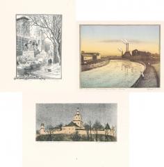 3 работы из альбома цветных автолитографий "Москва 850"