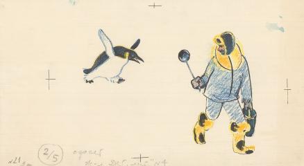 Иллюстрация "Пингвин и полярник" для журнала "Детская литература" №4