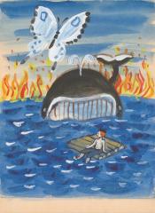 Иллюстрация "Мальчик и кит"