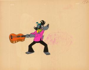 Волк собирается разбить гитару. Фаза движения из мультфильма "Ну, погоди!"