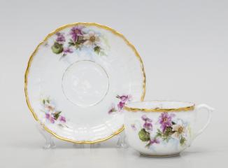 Чайная пара с цветочной росписью