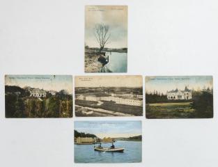 Сет из 5 открыток с видами Тулы, Каширы и Пушкина.