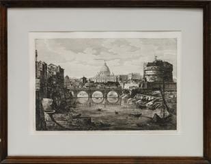 Вид на мост и замок Св. Ангела. Veduta Generale della gran Mole Adriano e Ponte Eilio, in oggi Ponte e Castel S. Angelo