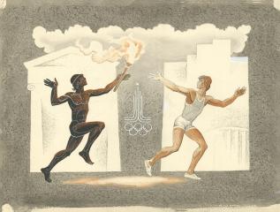 Передача олимпийского огня. Иллюстрация к книге Медведева В. "Флейта для чемпиона"