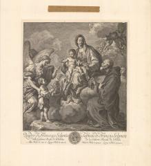 Офорт "Мадонна с младенцем и святыми" по картине Франческо Солимена (1657 - 1747 гг.)
