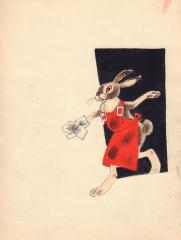 Заяц в прихватках. Иллюстрация к книге М. Михеева "Лесная мастерская"