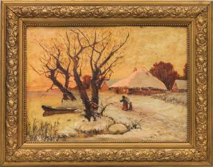 Закат над хутором.  Копия с Ю. Клевера (одноименная картина 1915 года)