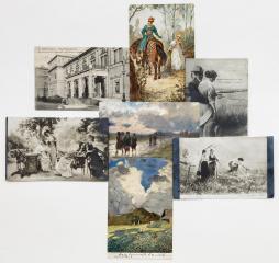 Сет из семи открыток. Картины русских и европейских художников, Санкт-Петербург, с лирикой Надсона.