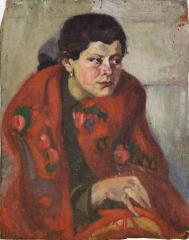 Двусторонняя работа "Обнаженная на стуле", на обороте "Портрет женщины в красной шали"