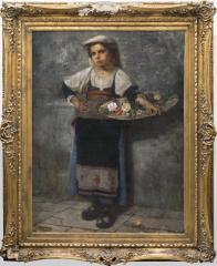 Девушка с корзиной цветов