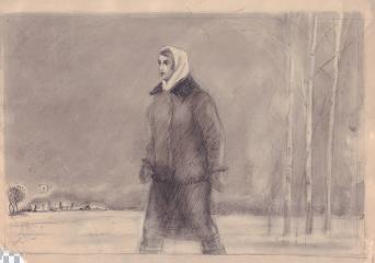Девушка на прогулке зимним вечером