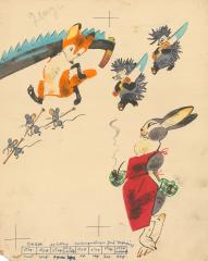 Заяц, лис, ежи и мышата. Иллюстрация к книге М. Михеева "Лесная мастерская"