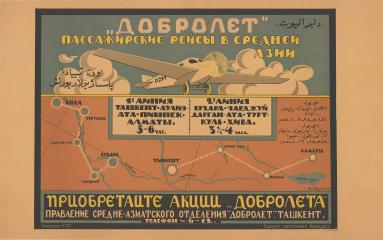 Плакат "Добролет" - пассажирские рейсы в Средней Азии"