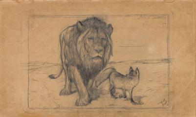 Лев и лисица. Иллюстрация к басне И.А. Крылова