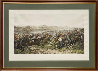 Литография "Атака тяжелой кавалерии". Балаклавское сражение