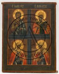 Икона с избранными святыми. Иоанн Предтеча, Св. Митрополит Алексей, Св. Лариса, Св. Пелагея.