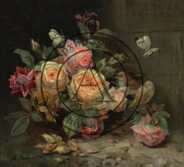 "Натюрморт с розами и бабочками"