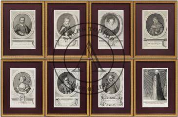 Восемь гравюр с портретами герцогов и герцогинь Ангальтских (предков Екатерины Великой)