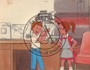 Коля и Оля. Фаза из мультфильма "Коля, Оля и Архимед" с авторским фоном