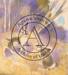 Два зайца. Иллюстрация к книге А. Коптелова «Лесные походы»