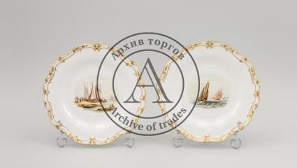 Парные тарелки "Голландский рыбак" и "Окрестности Гравесенда"