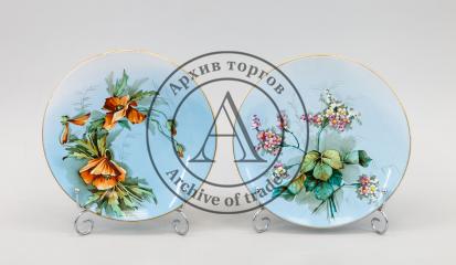 Пара декоративных тарелок "Садовые цветы"