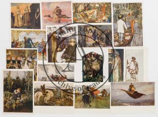Сет из 16 открыток с репродукциями картин Врубеля, Поленова и Васнецова