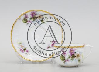 Чайная пара с цветочной росписью