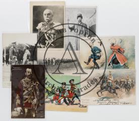 Сет из восьми открыток на тему Первой мировой войны, с Николаем II и двух сатирических.