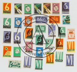Сет из 34 спичечных этикеток с символикой Фестиваля 1957 года.