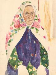 Портрет женщины в цветном платке