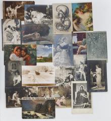 Сет из 20 открыток, преимущественно с воспроизведением картин.