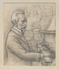 Портрет П.И. Чайковского за пианино