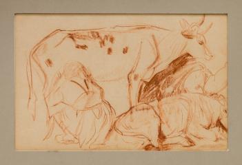 Два рисунка: "Домики" и "Дойка коровы"