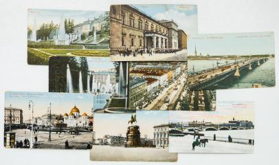 Сет из 8 цветных дореволюционных открыток с видами Санкт-Петербурга