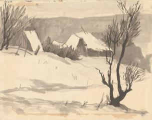 Три рисунка с зимними пейзажами