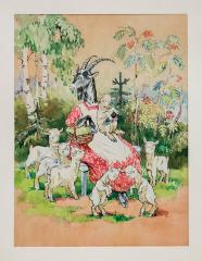 Иллюстрация "Коза с козлятами на прогулке"