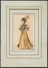 Эскиз костюма "Дама в шляпе с пером"