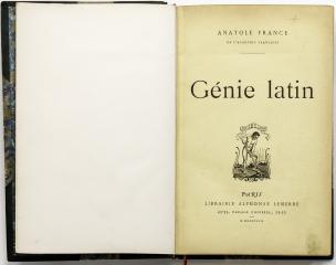 France A. Le génie latin [Франс А. Латинский гений]. На франц. яз.