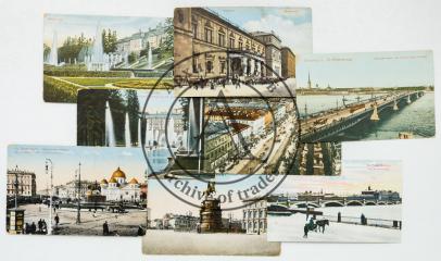 Сет из 8 цветных дореволюционных открыток с видами Санкт-Петербурга